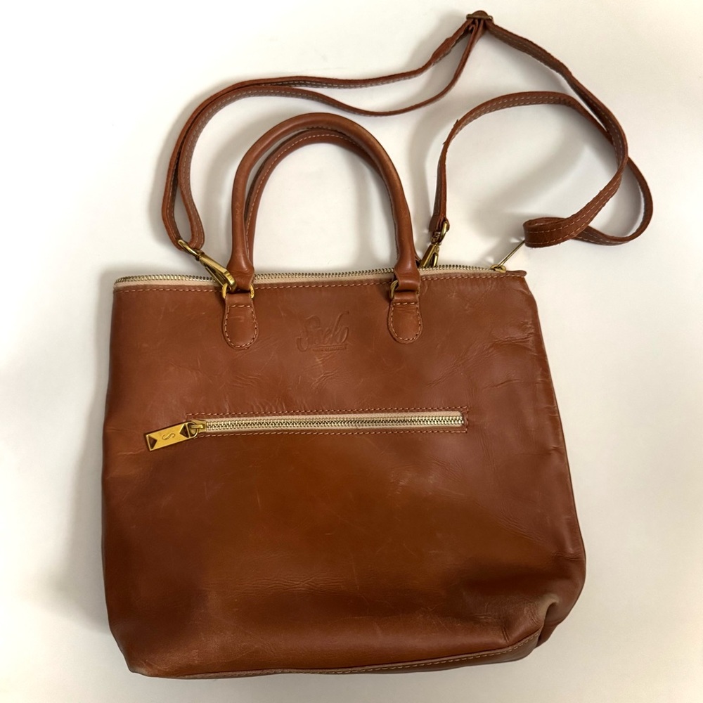 Scully Tan Leather Crossbody Bag